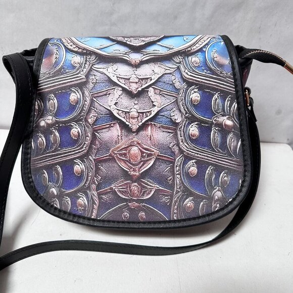 Baroque Saddle Bag Genuine Leather NWT Medieval Handmade Rococo Gladiator Blue - Picture 9 of 10